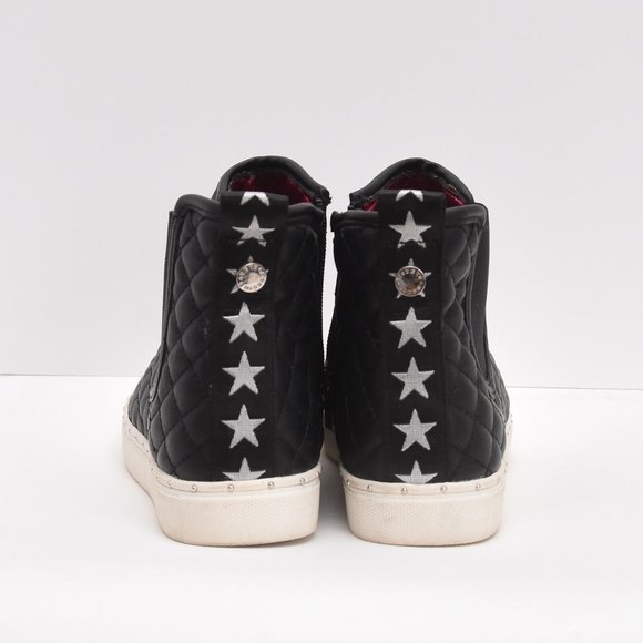 Steve Madden Black Quilted High Top Sneaker JQUEST Zip Closure Girls Size 4 - Picture 4 of 8